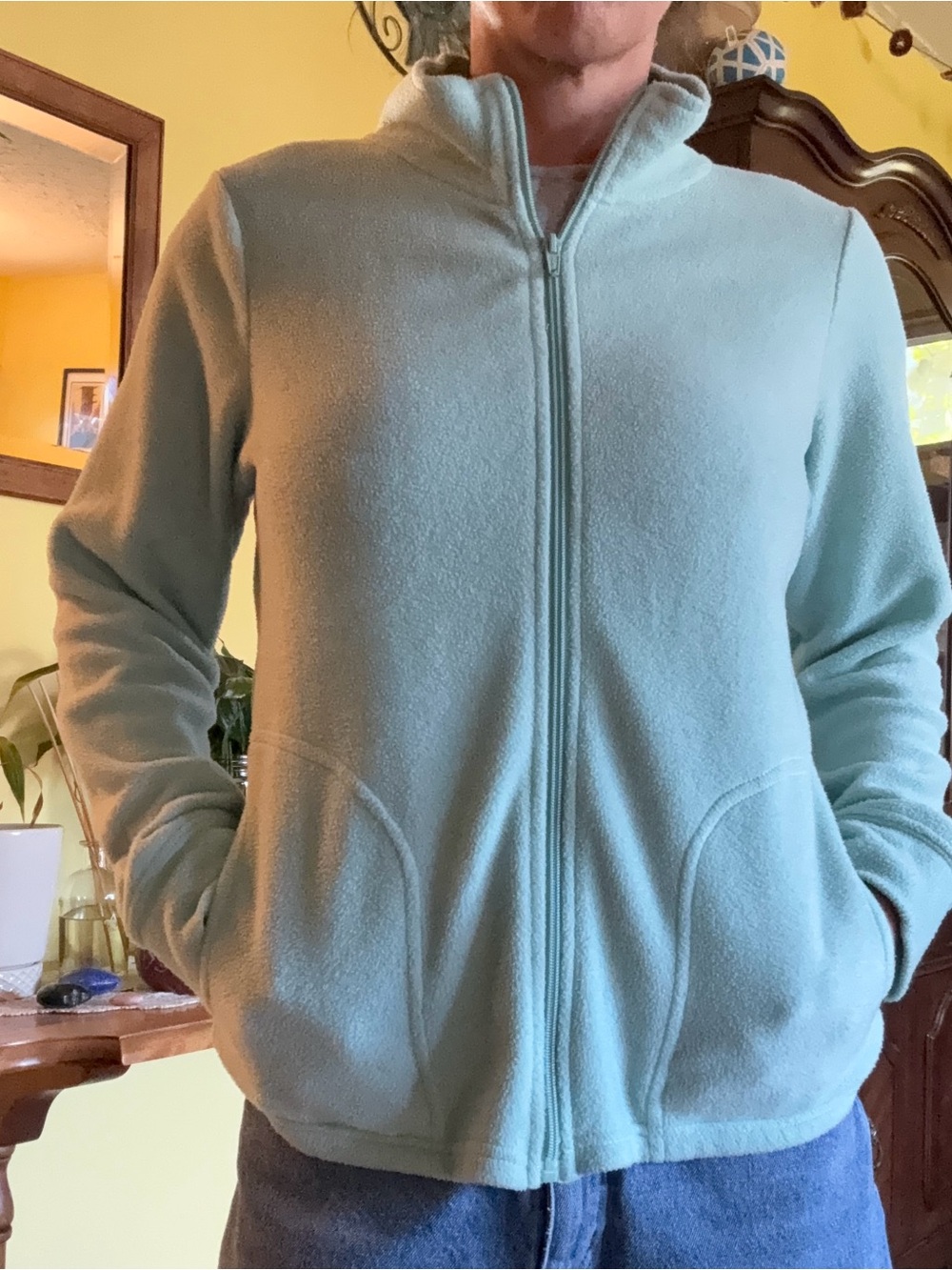 Light Mint Green Full-Zip Fleece Jacket - Women